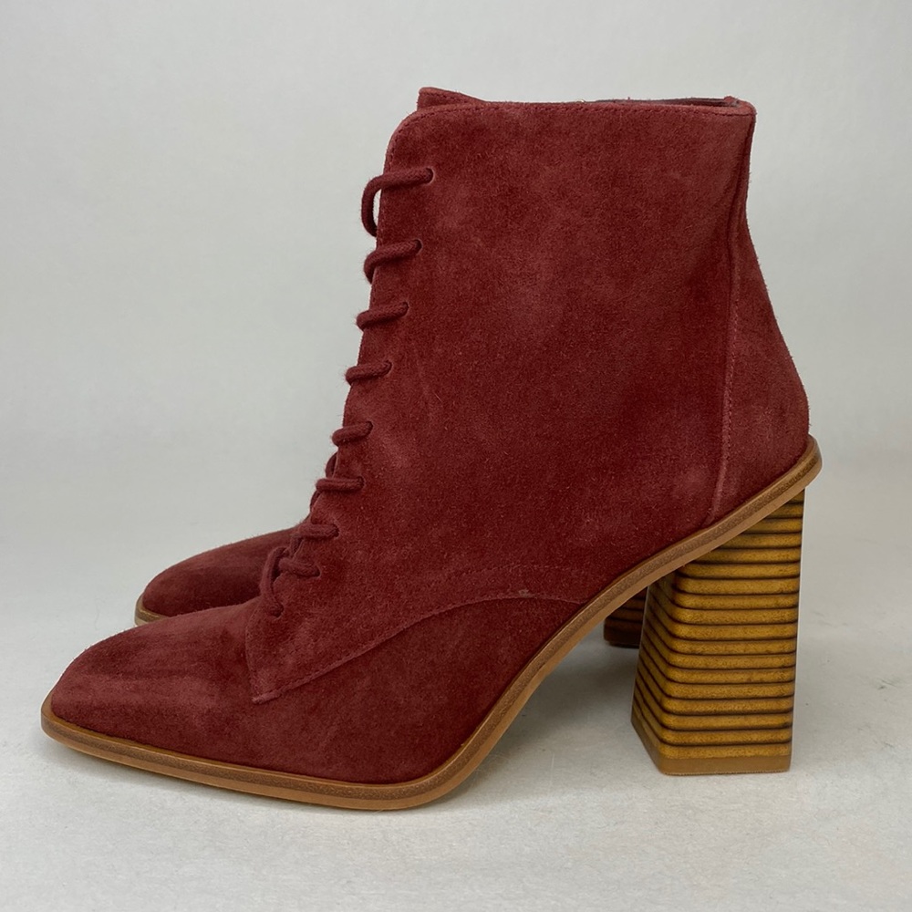Vince Camuto "Dreveri" Suede Square-Toe & Heel Boot, Maroon, Women's size 7